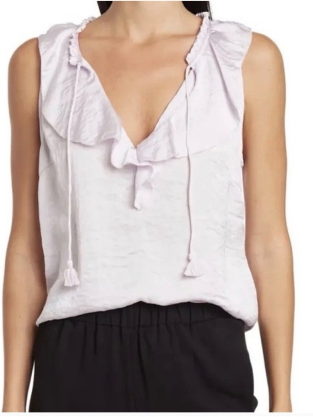 PAIGE - Alma Silk Blouse Top - Lavender Fog - Size Medium - NWT